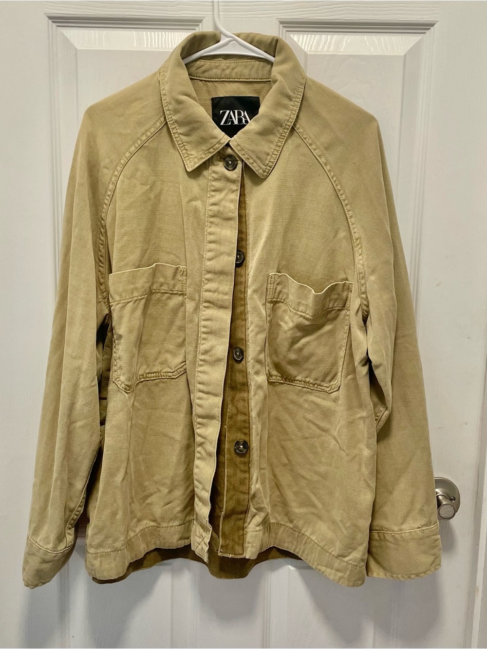 Zara Khaki Utility Jacket with Front Pockets